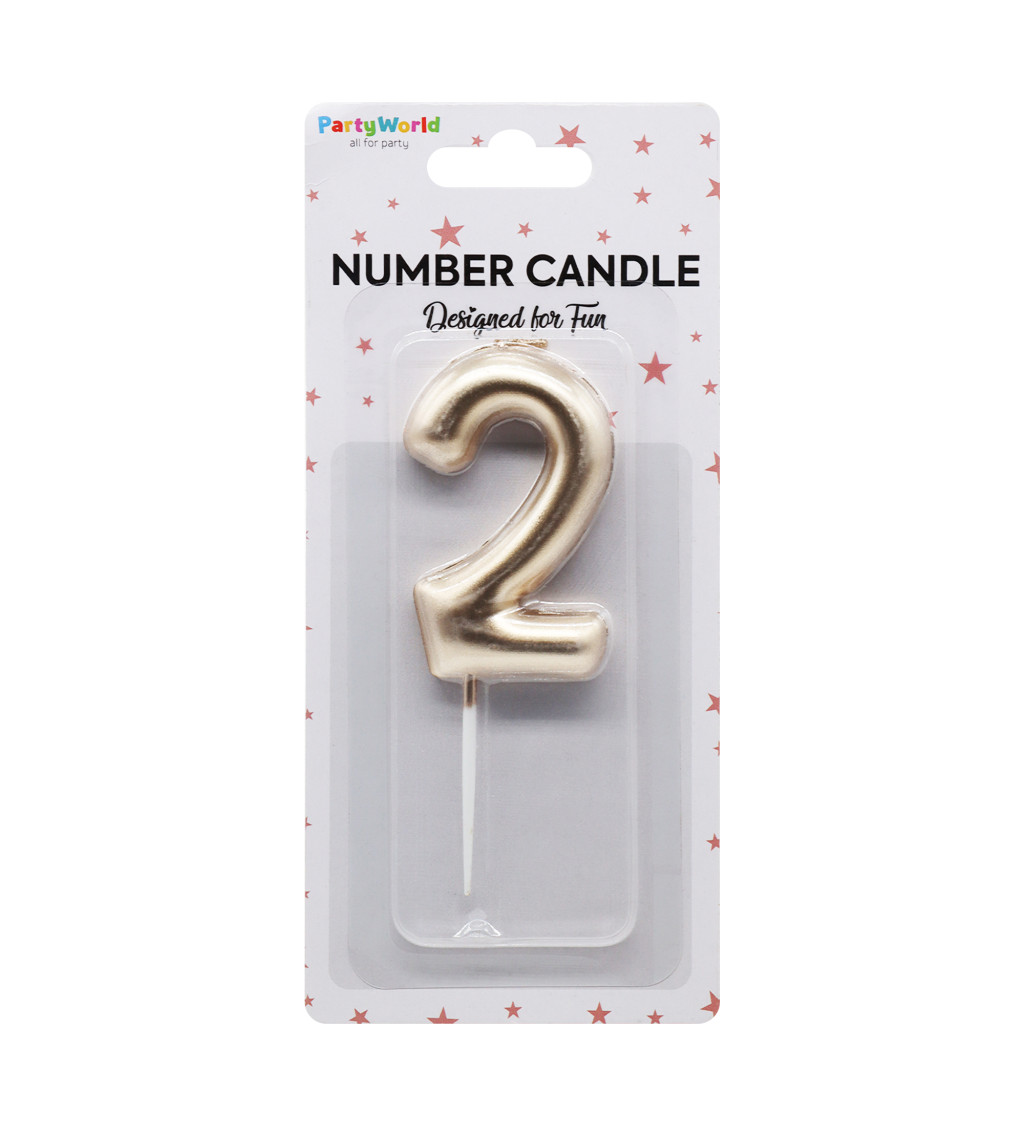 Rosegold narozeninová svíčka: číslo 2