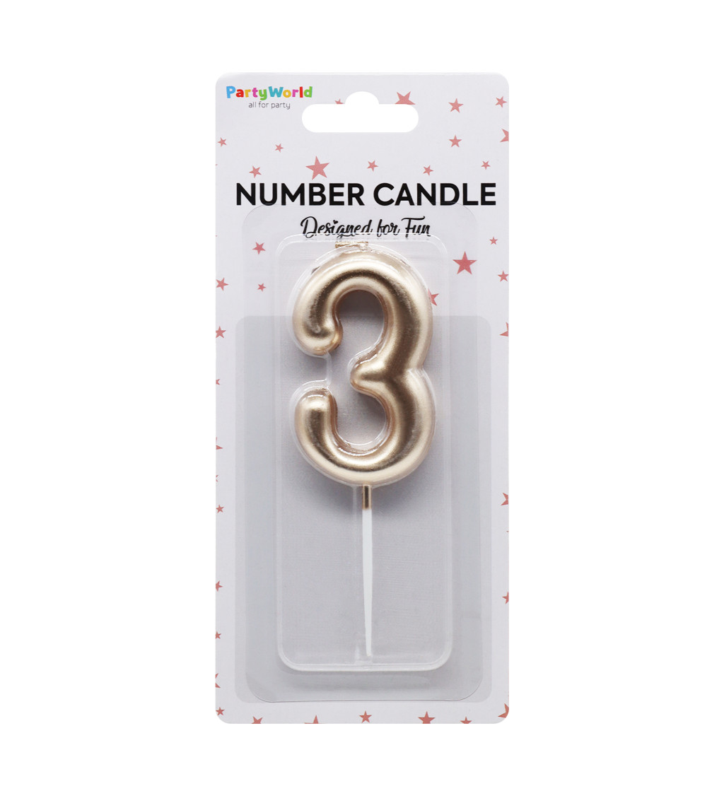Rosegold narozeninová svíčka: číslo 3