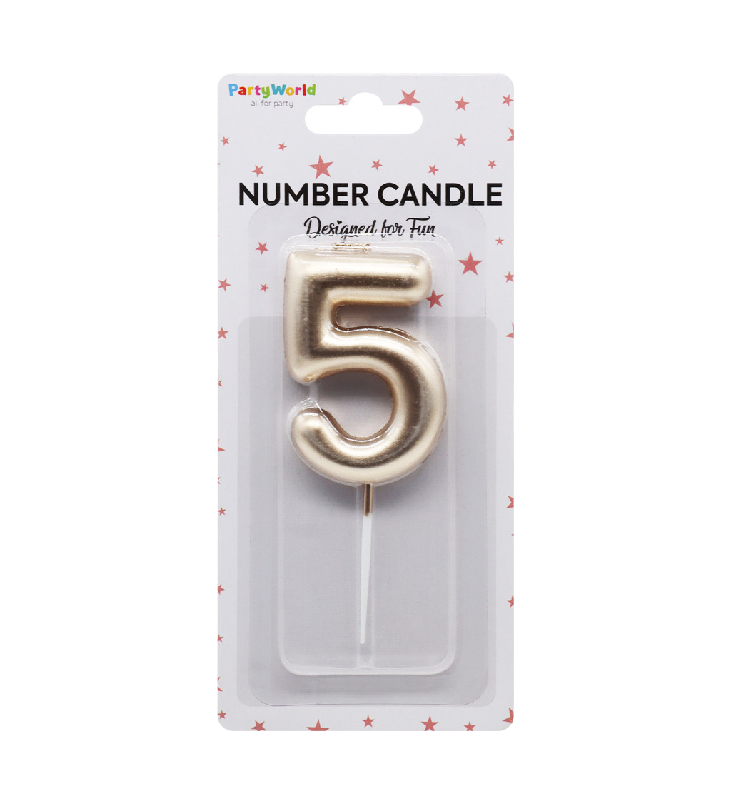 Rosegold narozeninová svíčka: číslo 5