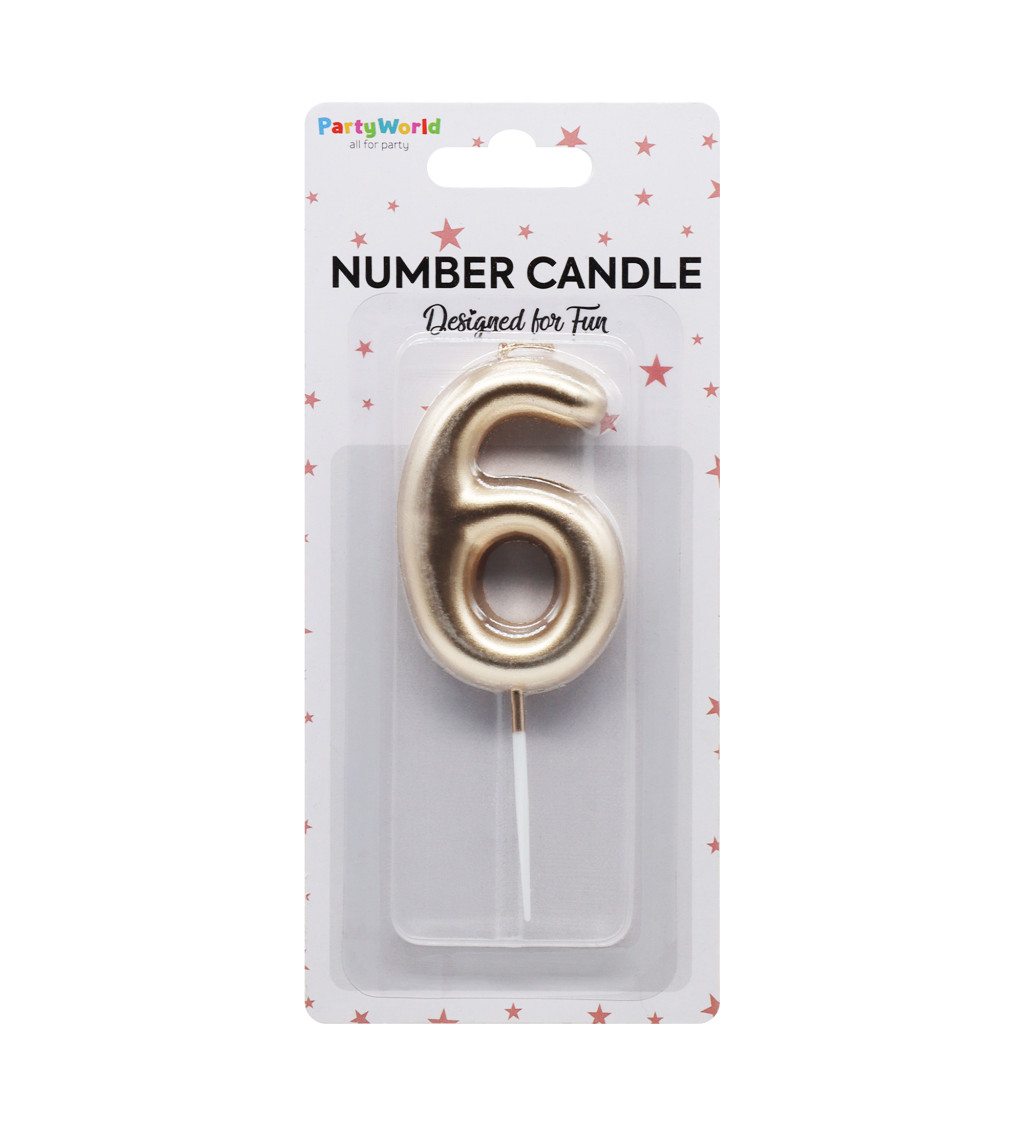 Rosegold narozeninová svíčka: číslo 6