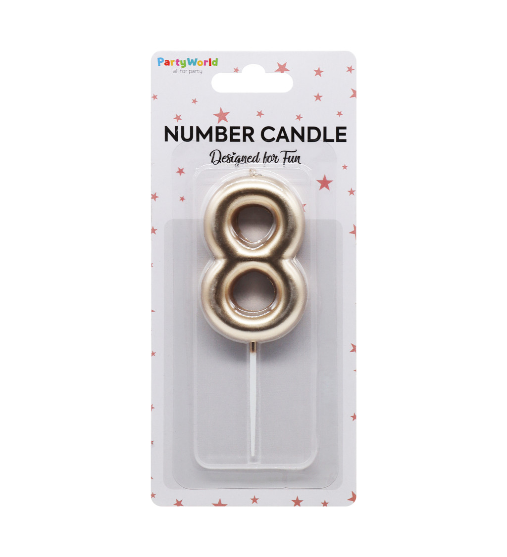 Rosegold narozeninová svíčka: číslo 8