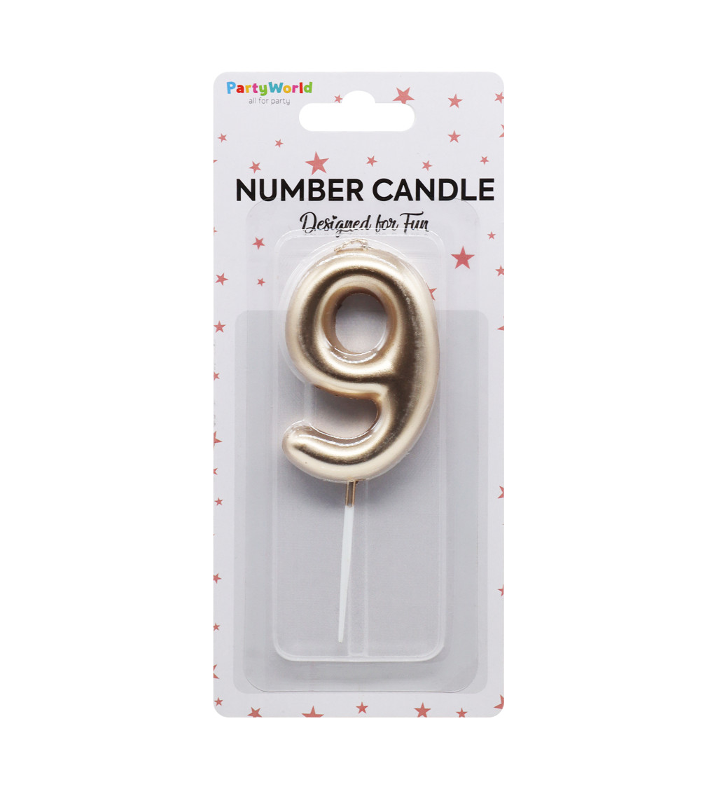 Rosegold narozeninová svíčka: číslo 9