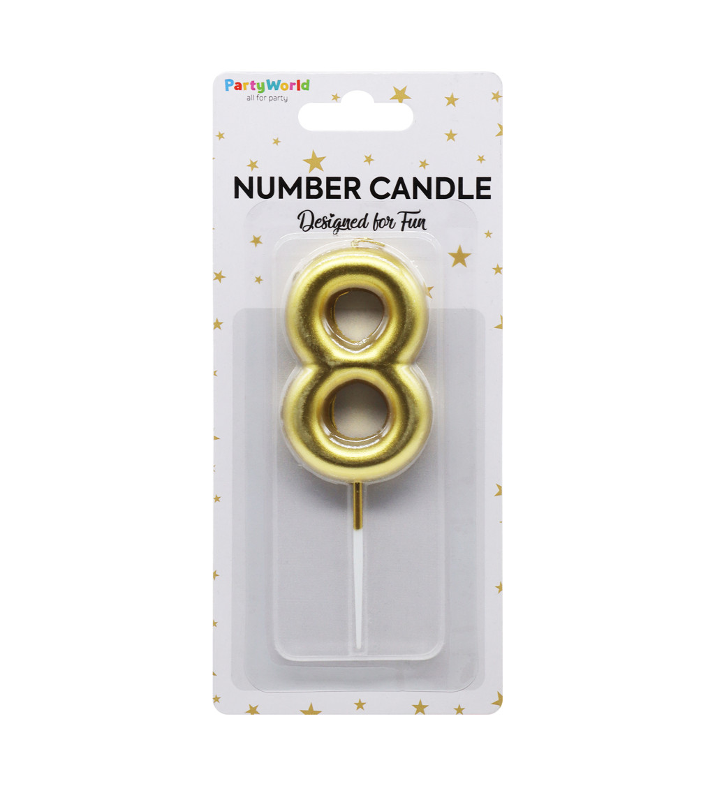 Zlatá narozeninová svíčka: číslo 8