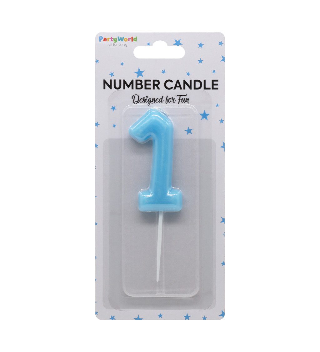 Modrá narozeninová svíčka: číslo 1