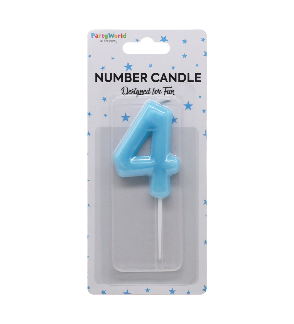 Modrá narozeninová svíčka: číslo 4