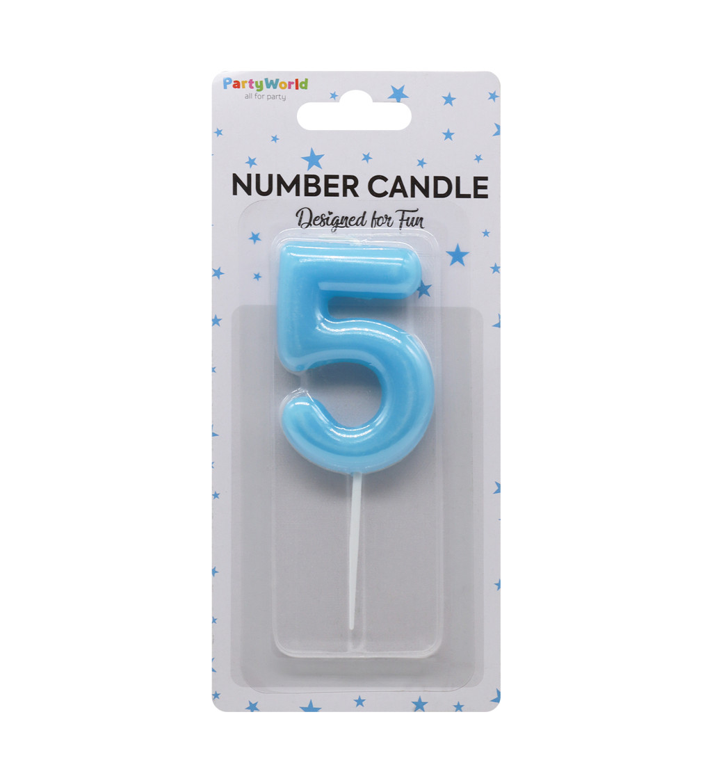 Modrá narozeninová svíčka: číslo 5