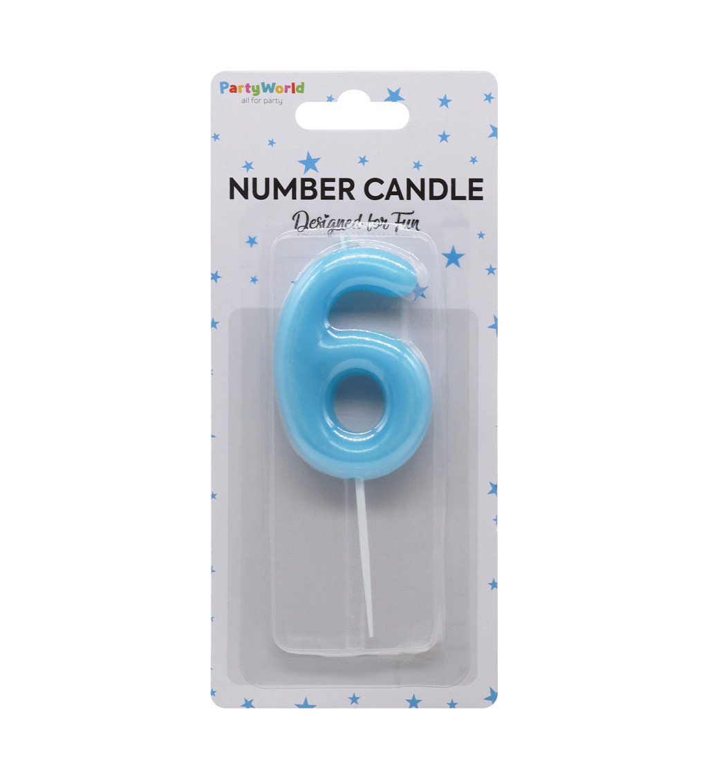 Modrá narozeninová svíčka: číslo 6