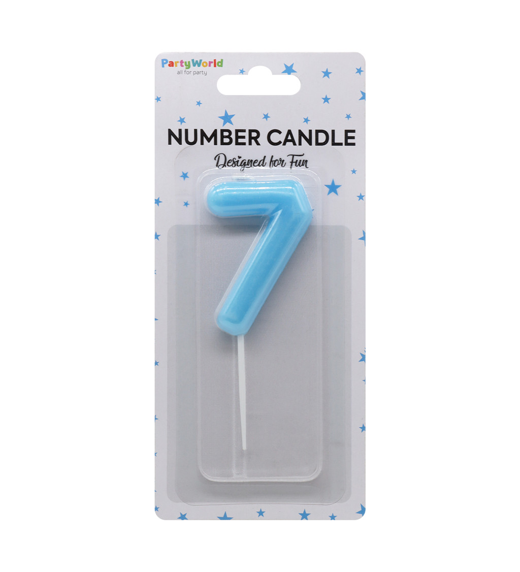 Modrá narozeninová svíčka: číslo 7
