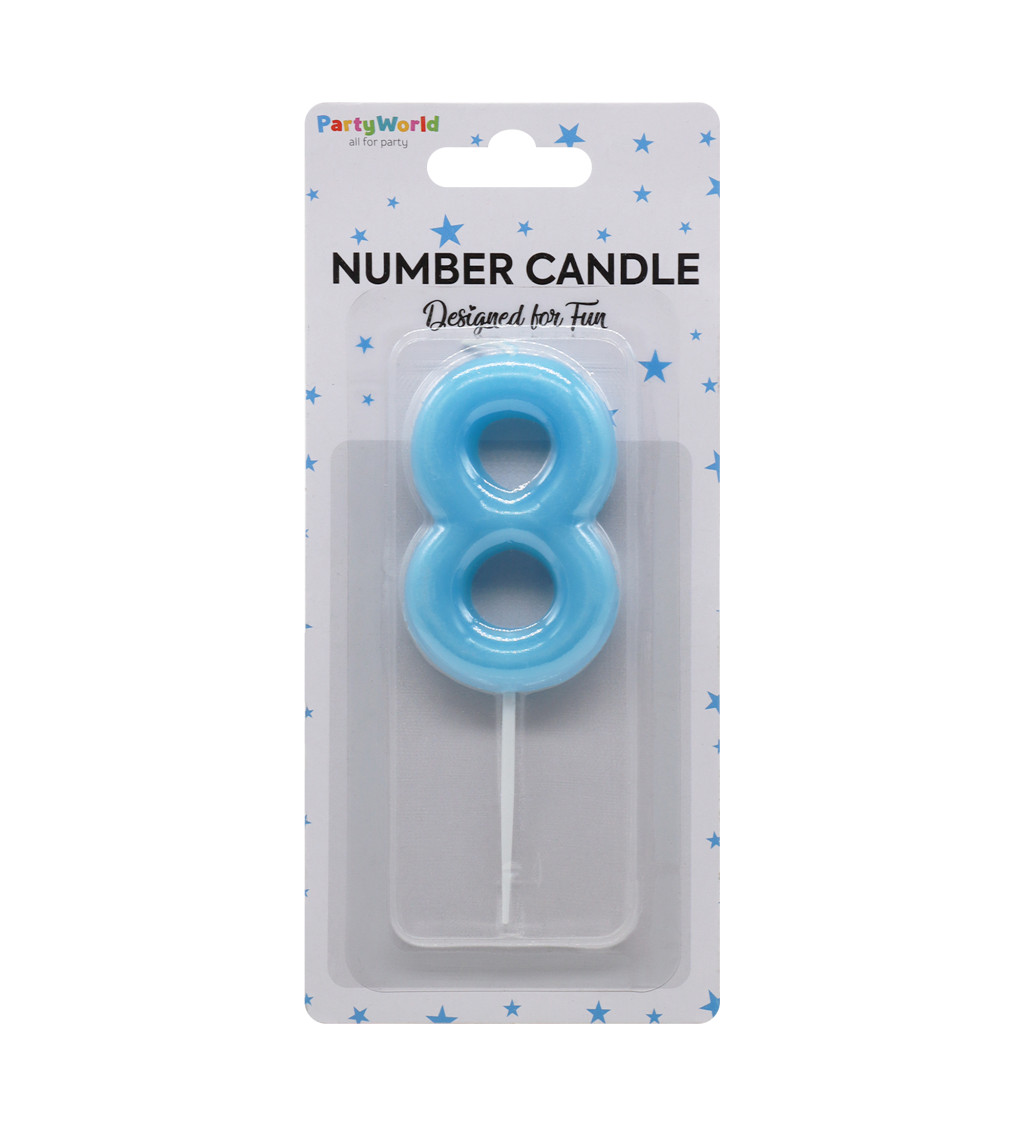 Modrá narozeninová svíčka: číslo 8