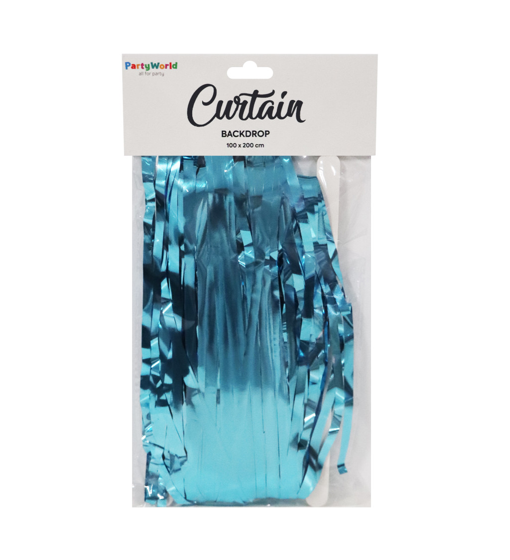 Lesklý světle modrý závěs