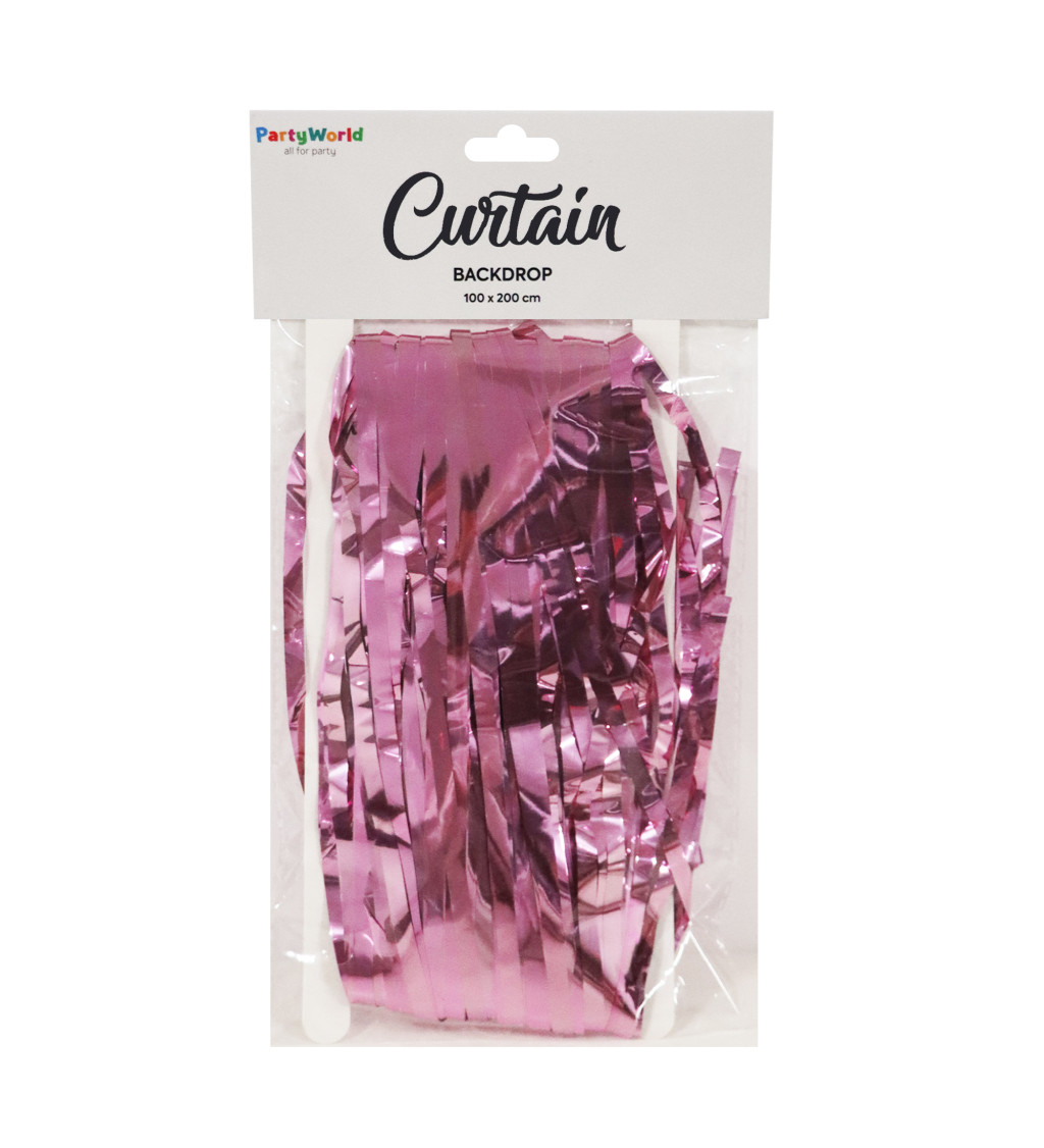 Lesklý růžový závěs