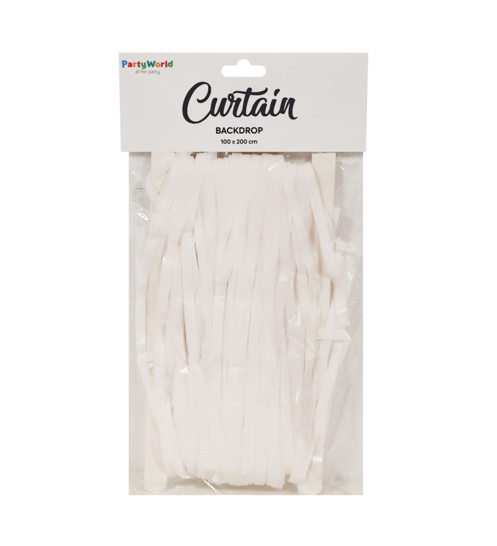 Lesklý bílý závěs