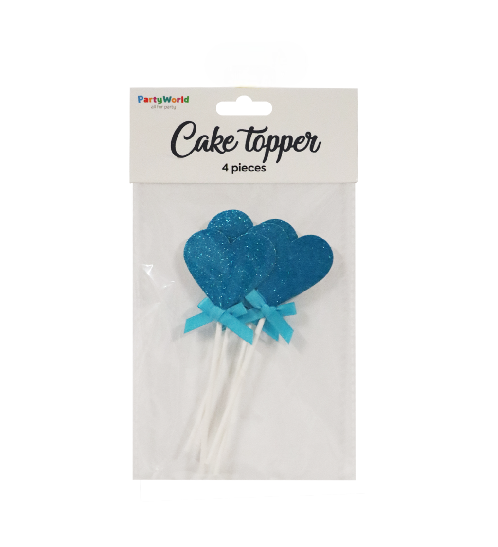 Srdíčkové zápichy do dortu – světle modrá