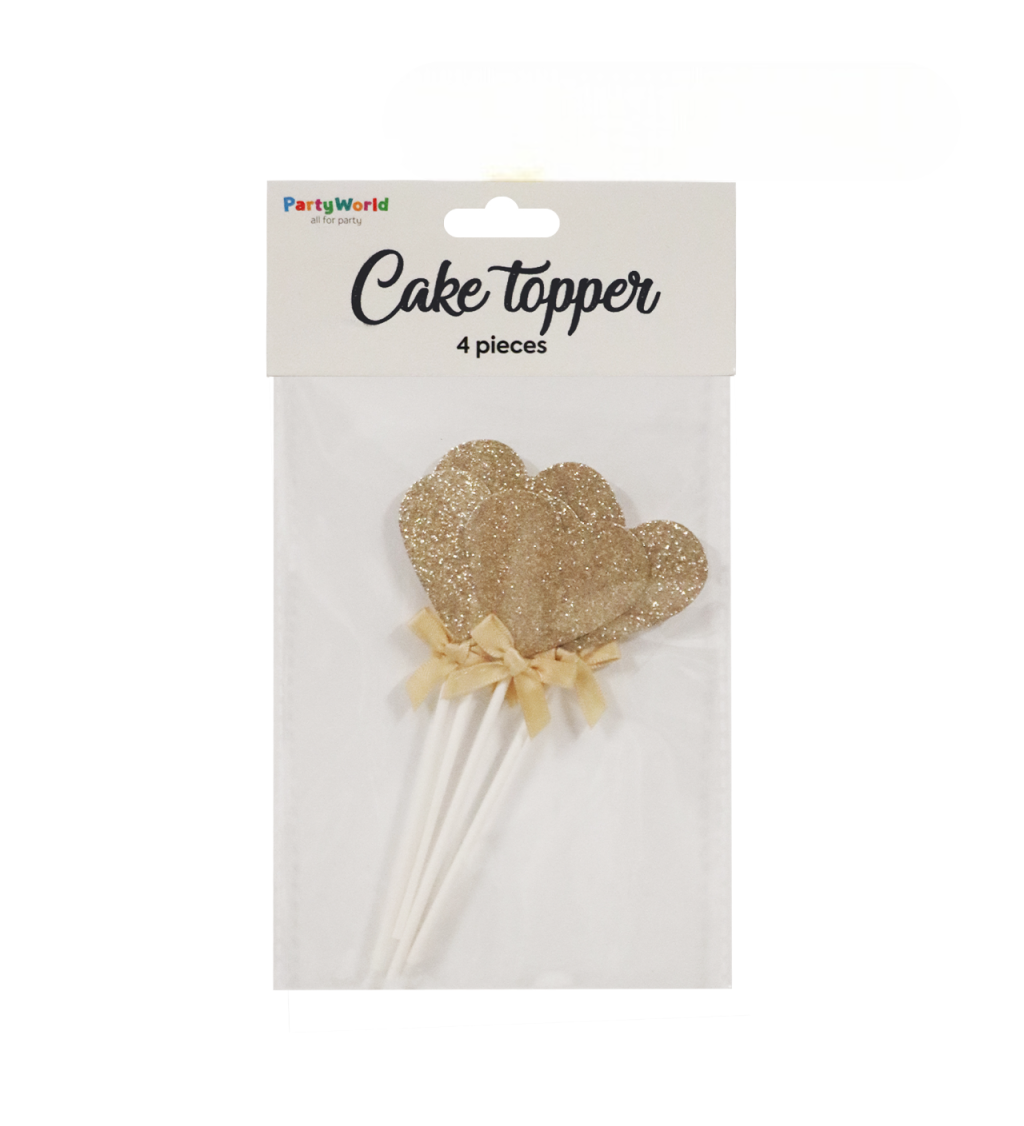 Srdíčkové zápichy do dortu – rosegold