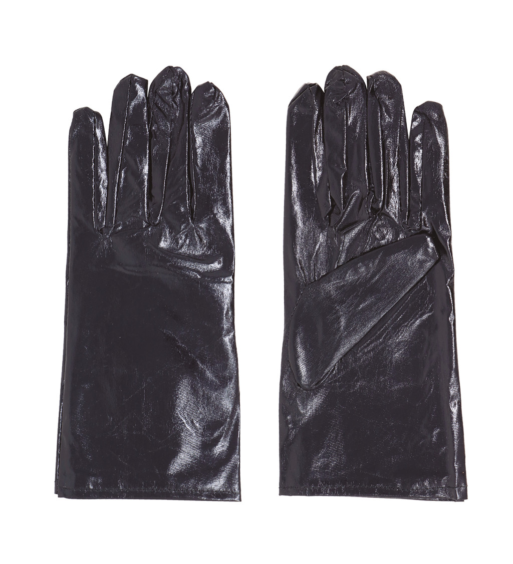 Krátké černé metalické rukavice