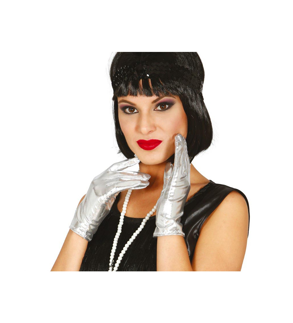 Krátké stříbrné rukavice