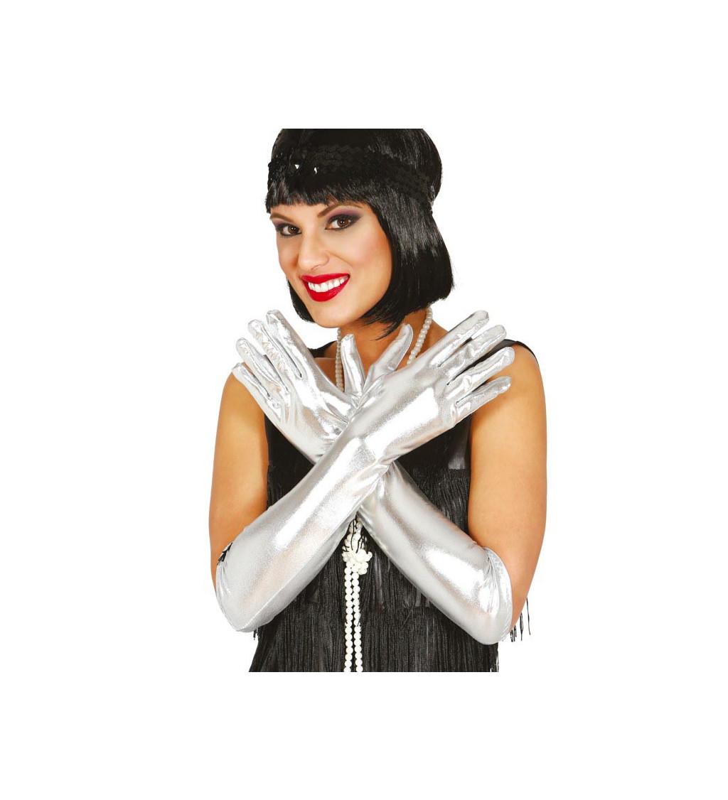 Dlouhé stříbrné rukavice