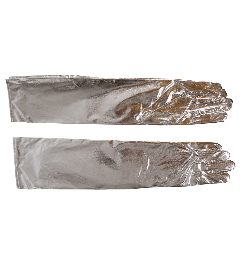 Dlouhé stříbrné rukavice