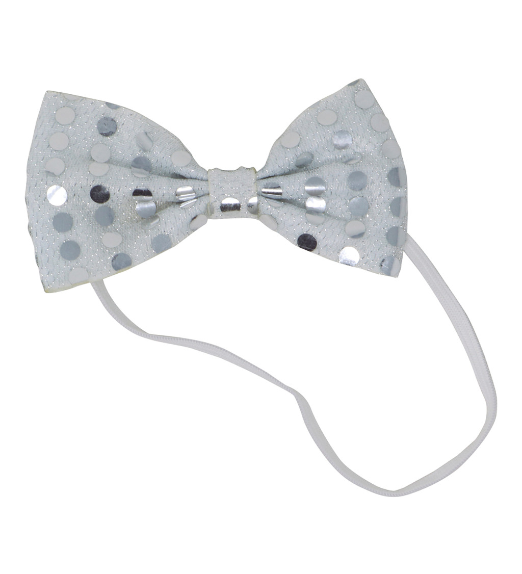 Motýlek – flitrový stříbrný