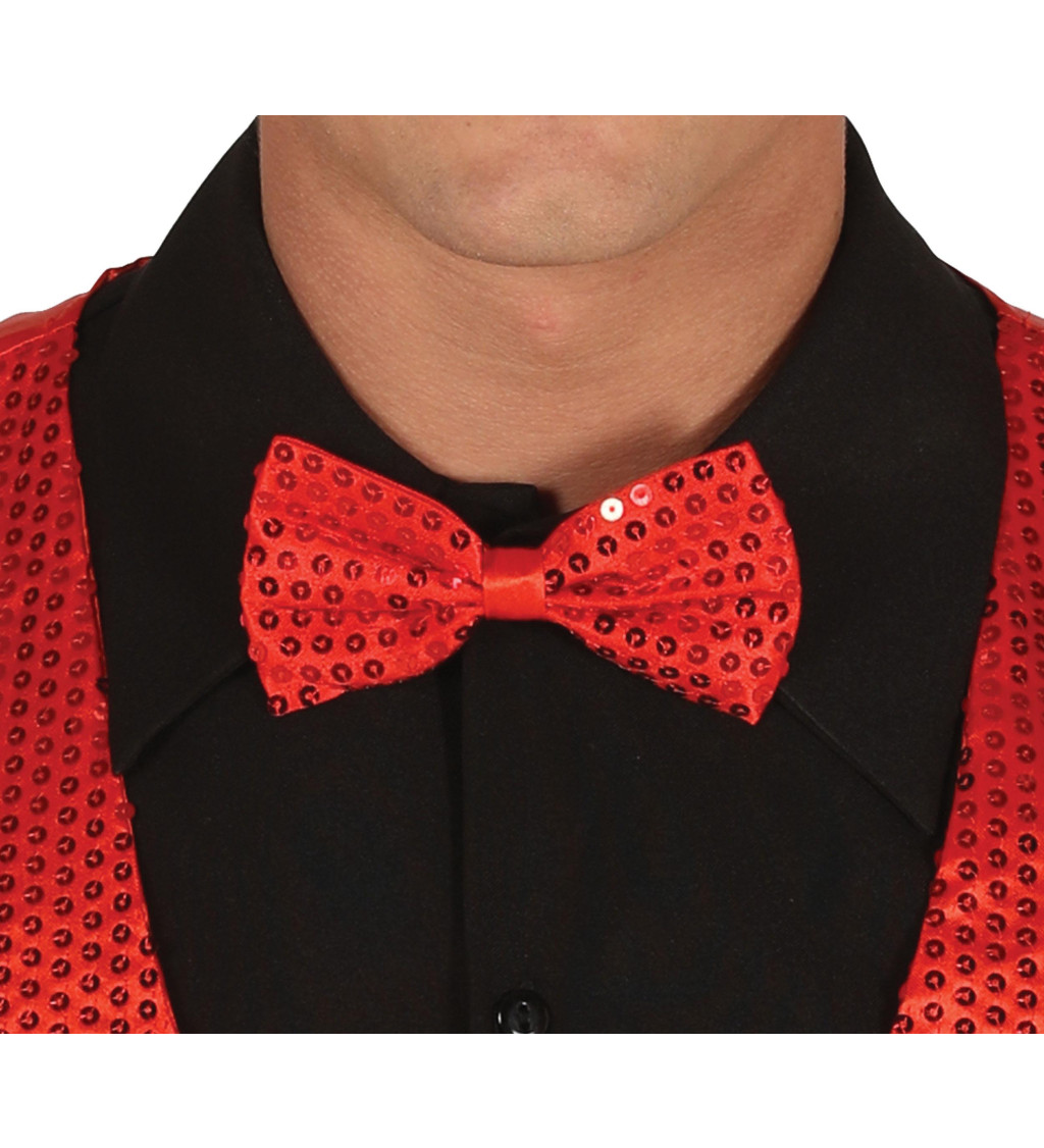 Motýlek – flitrový červený