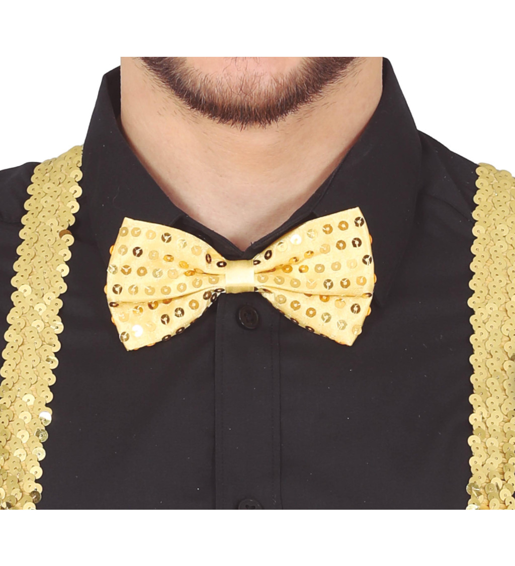 Motýlek – flitrový zlatý