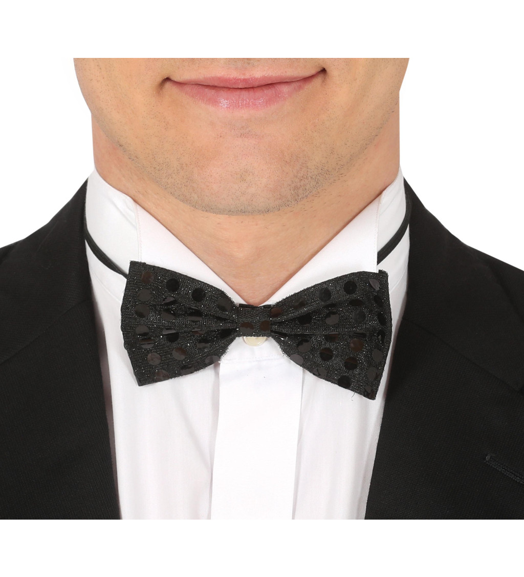 Motýlek – flitrový černý