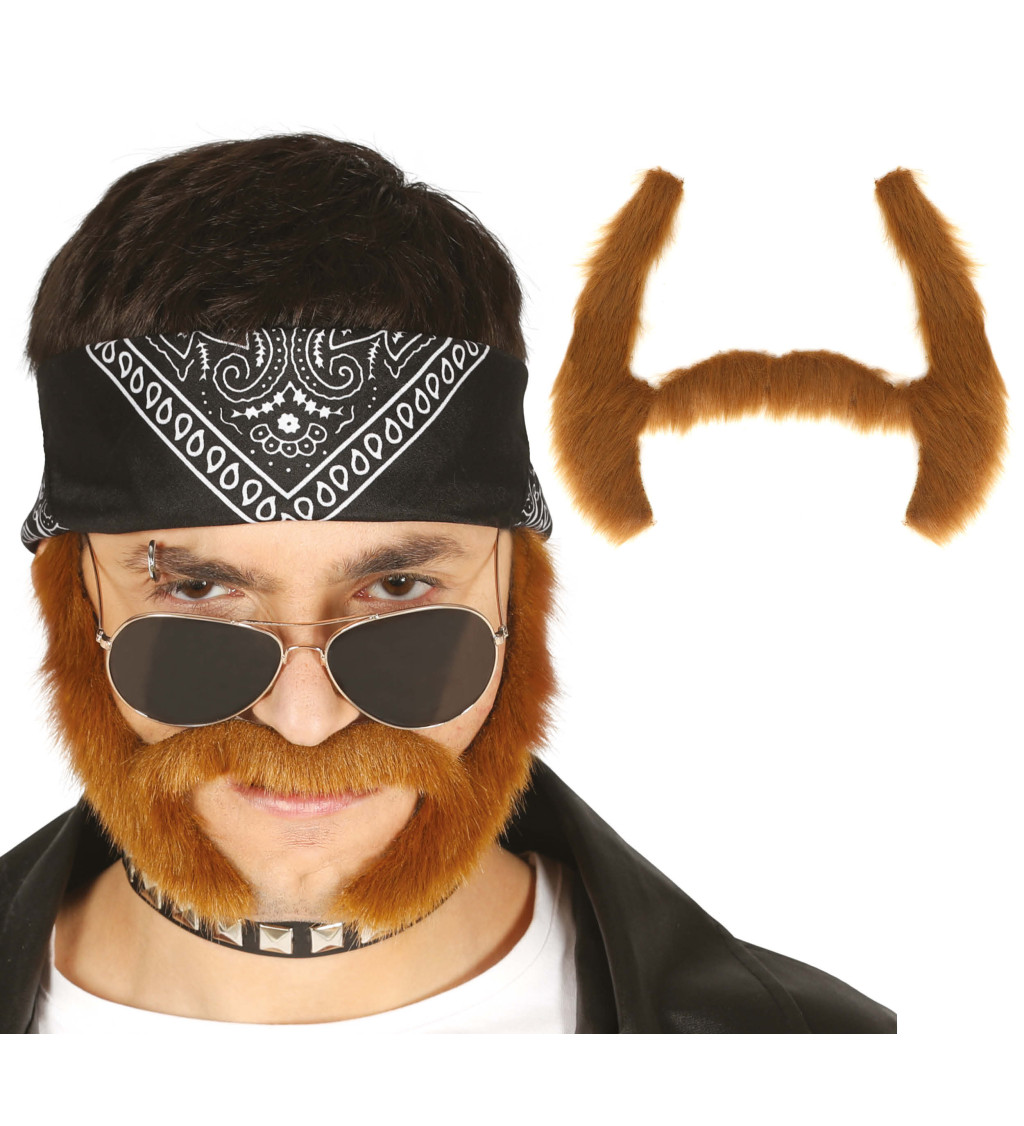 Hnědý knír s kotletami