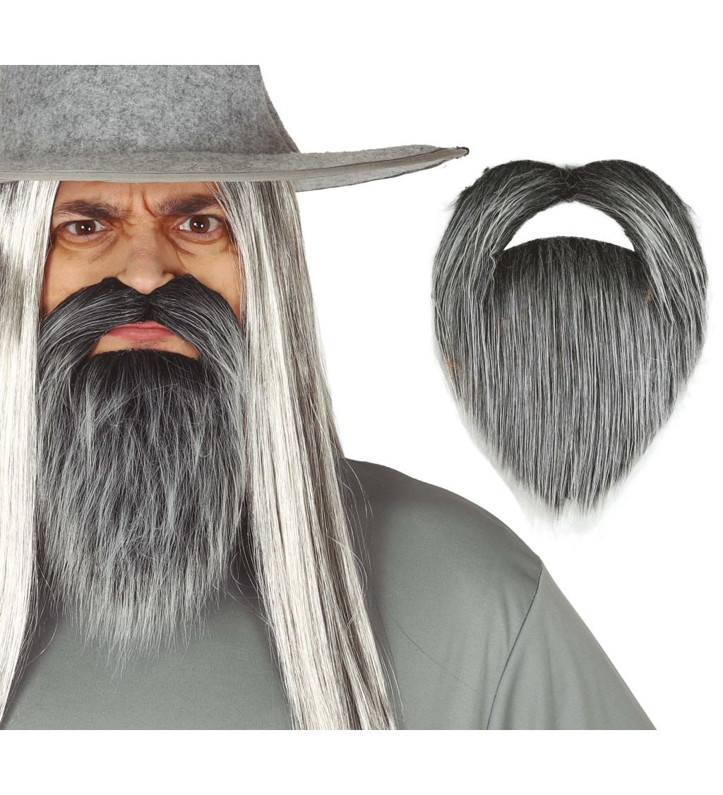 Šedá sada vousů a kníru