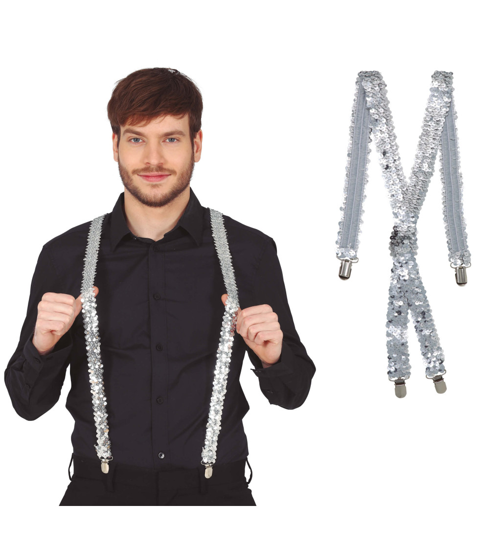 Flitrované kšandy – stříbrné