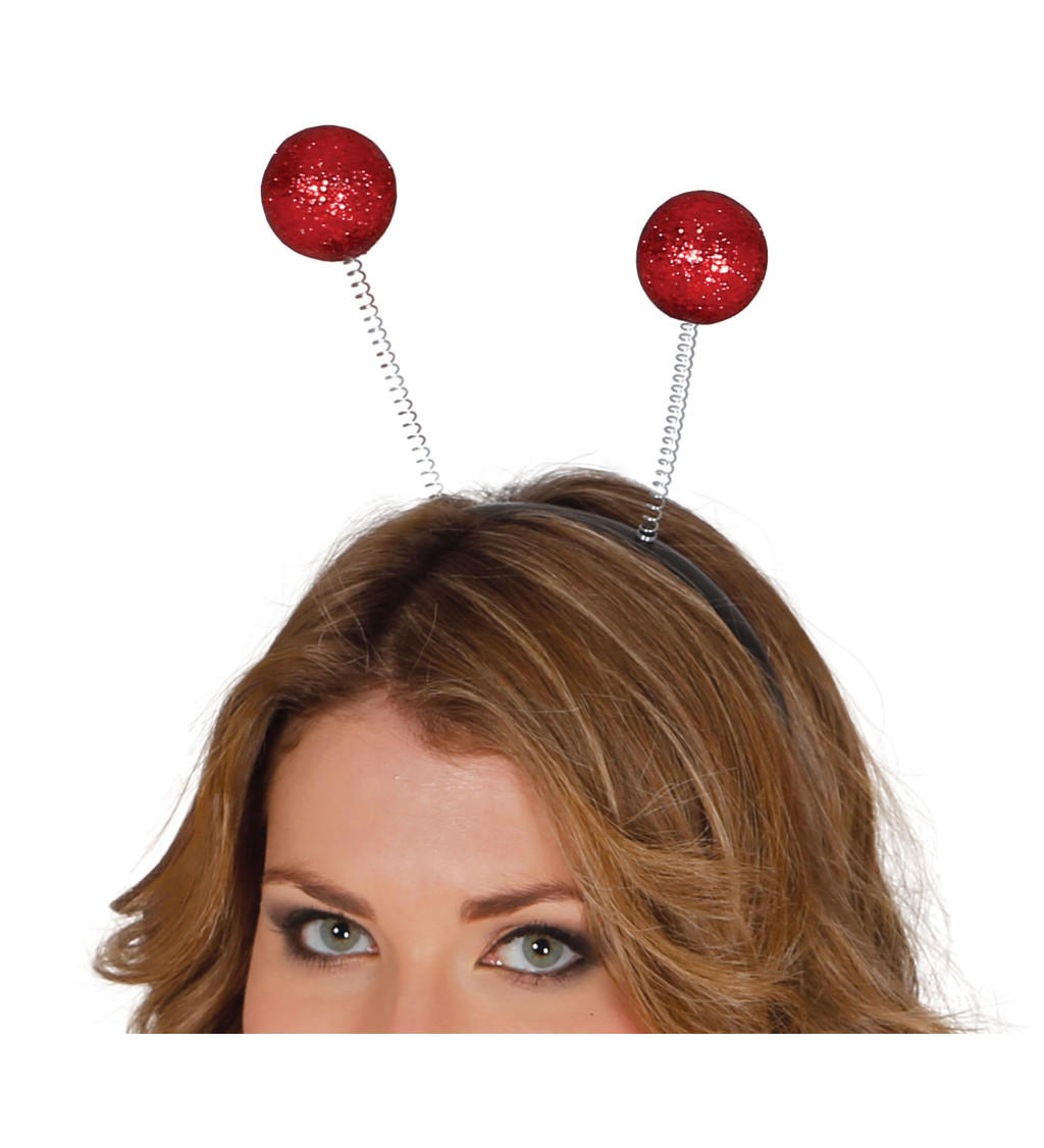 Červená čelenka s třpytivými kuličkami