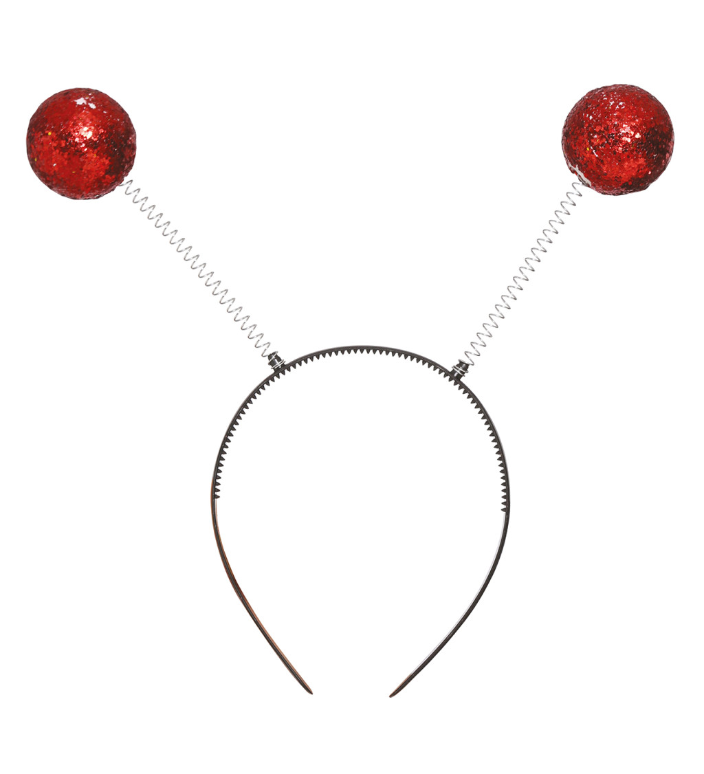 Červená čelenka s třpytivými kuličkami