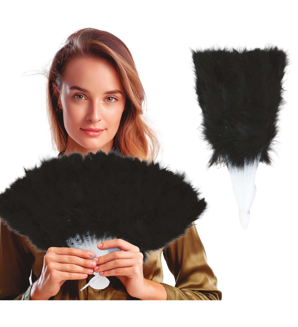 Elegantní vějíř z černého peří