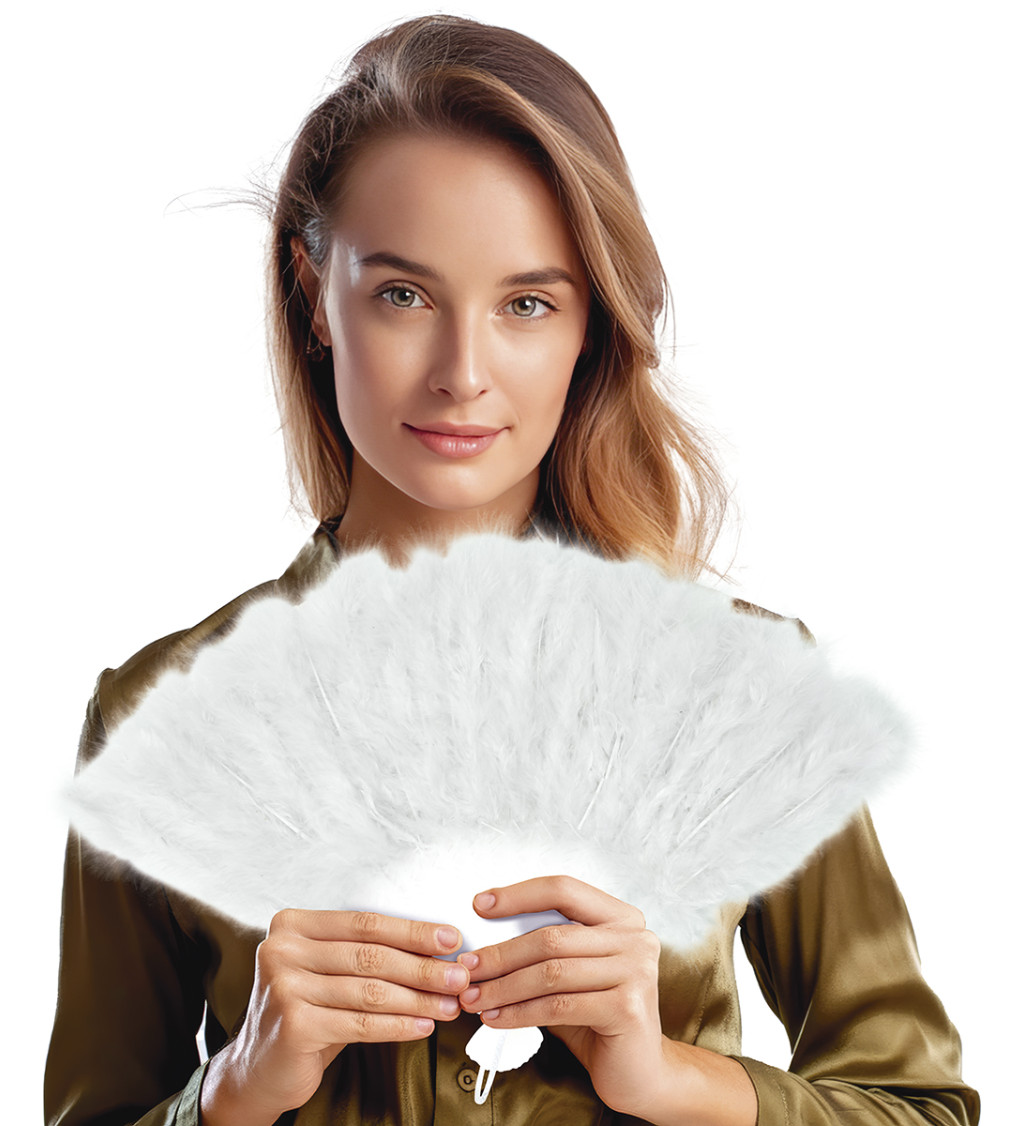 Elegantní vějíř z bílého peří