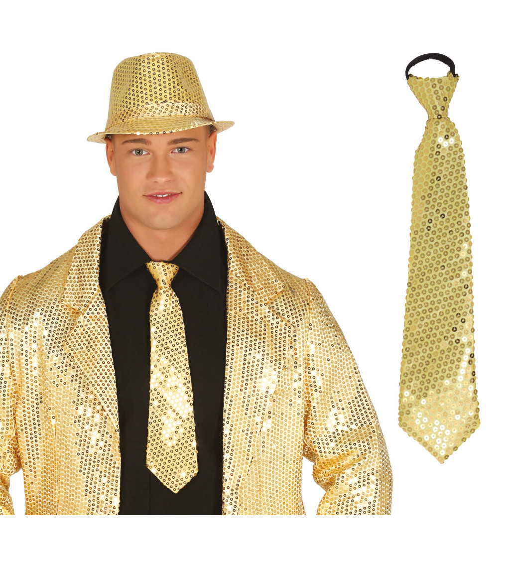 Flitrová kravata – zlatá