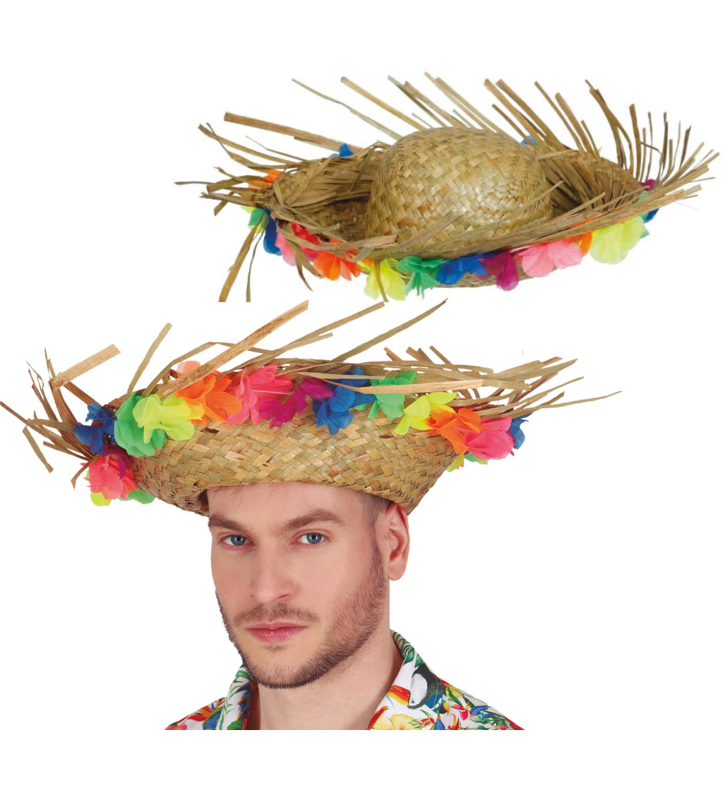 Slaměný květinový klobouk