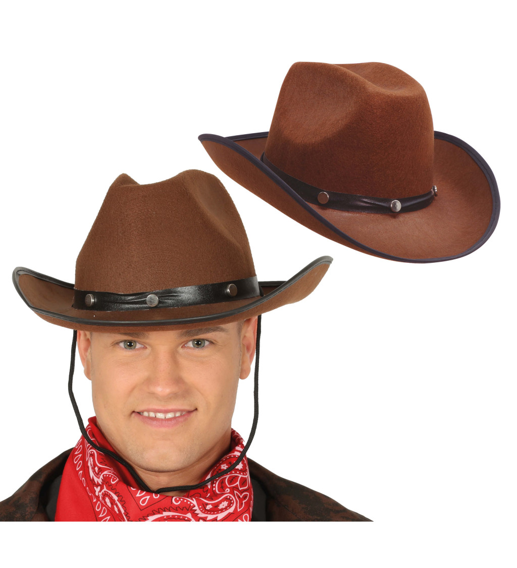 Kovbojský klobouk v hnědé barvě