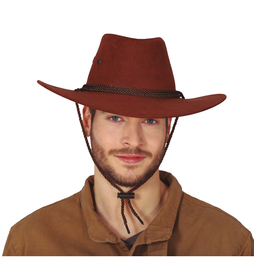 Extra velký hnědý kovbojský klobouk