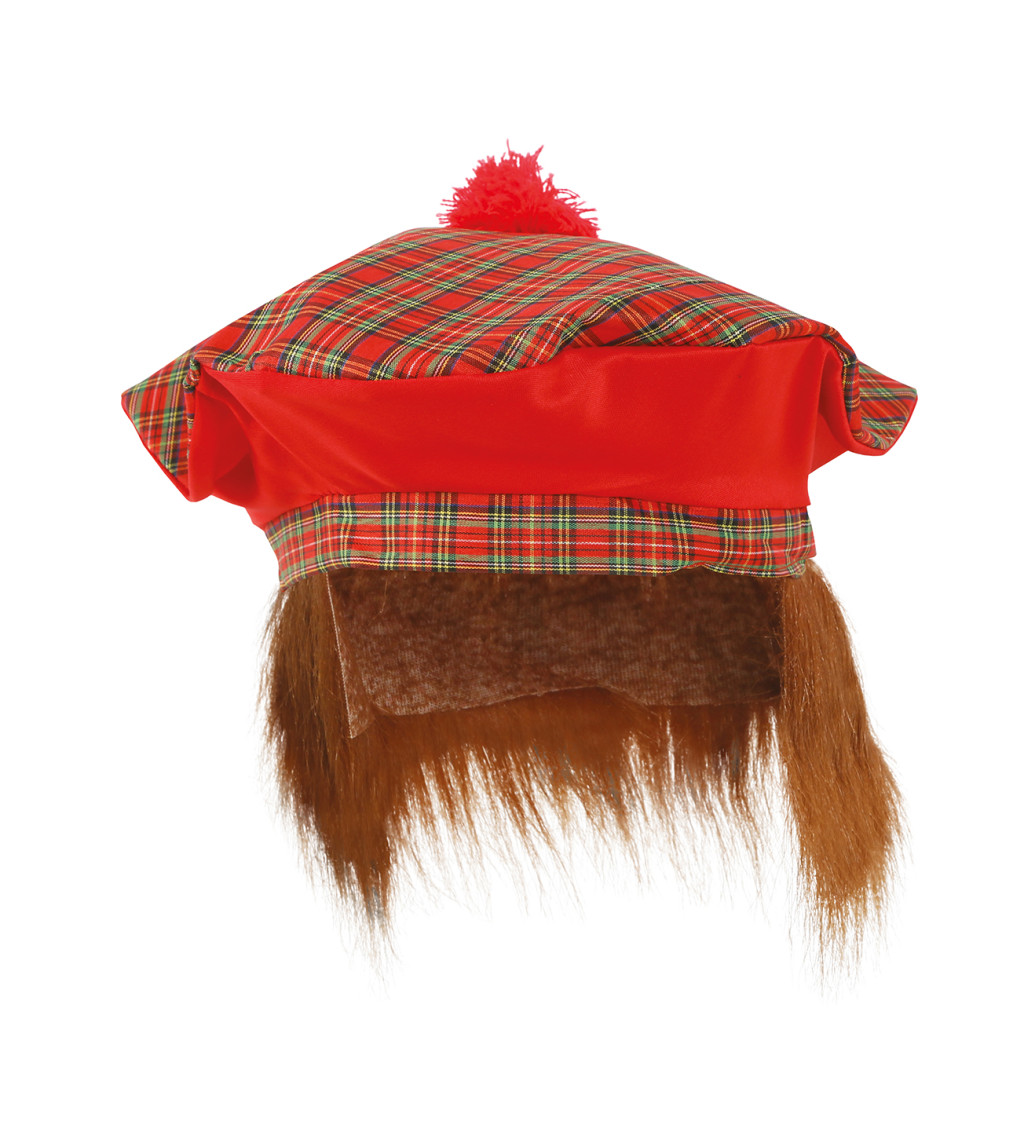 Skotský klobouk s vlasy