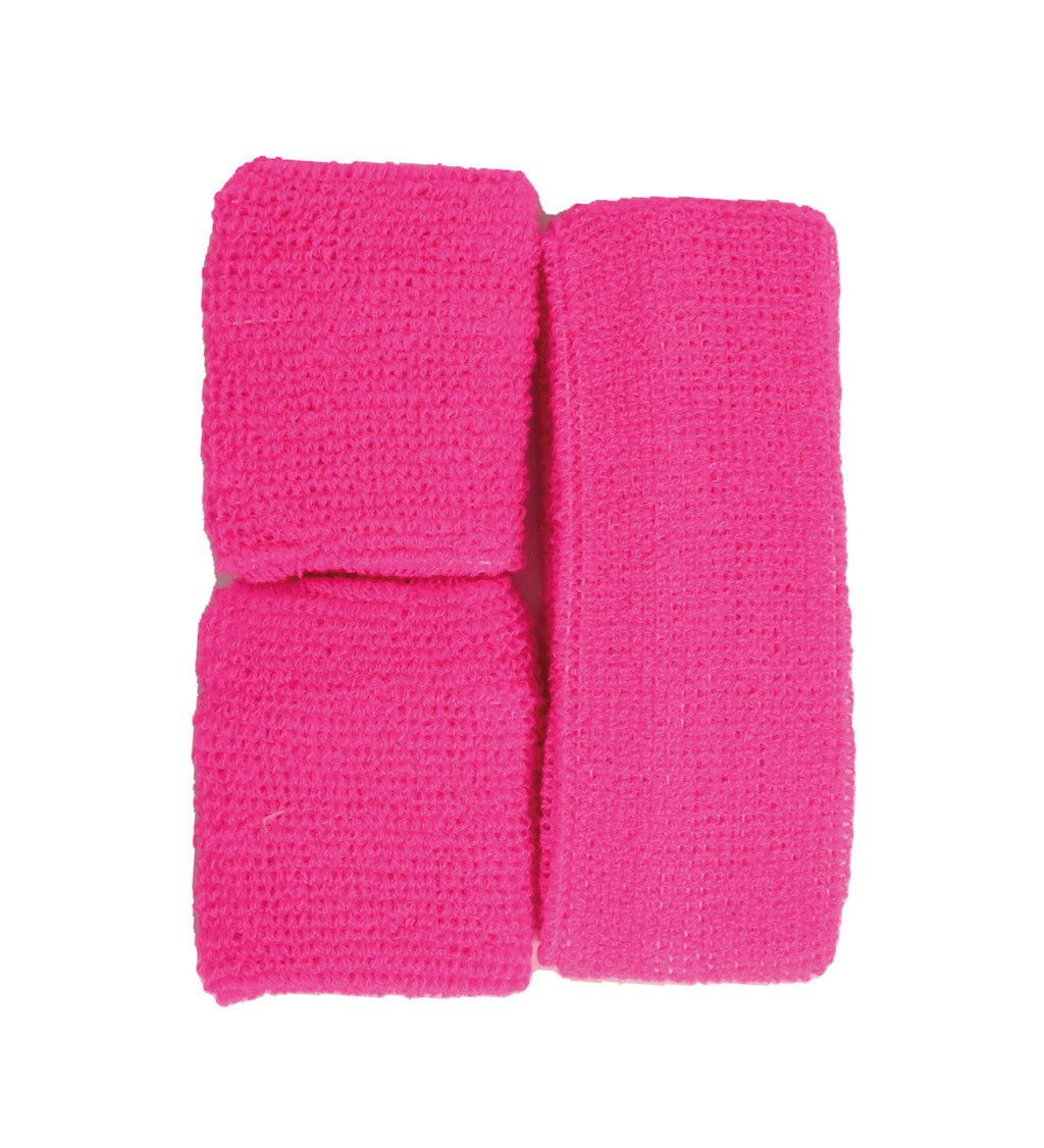 Růžová sada – potítka a čelenka