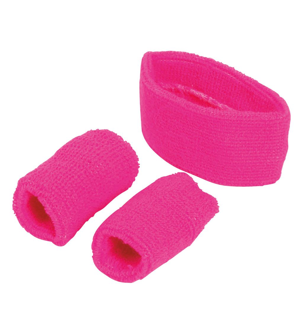 Růžová sada – potítka a čelenka