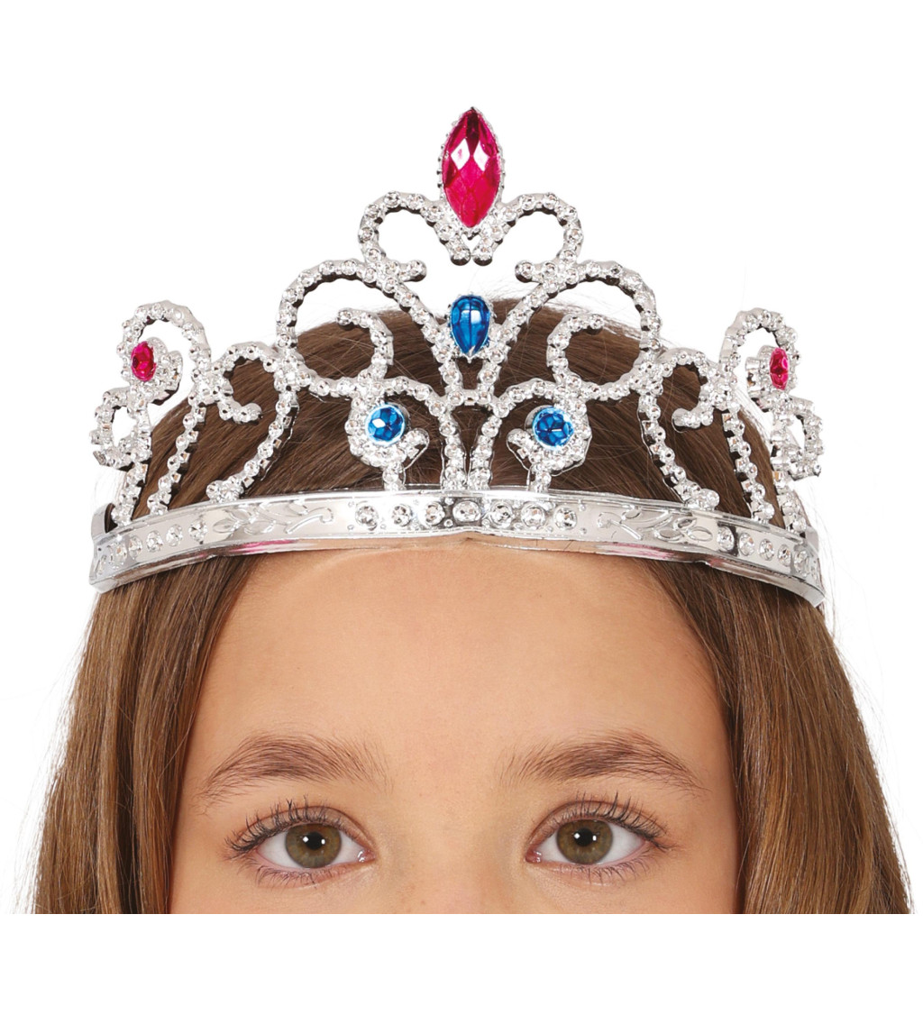 Princeznovská korunka – stříbrná s drahokamy