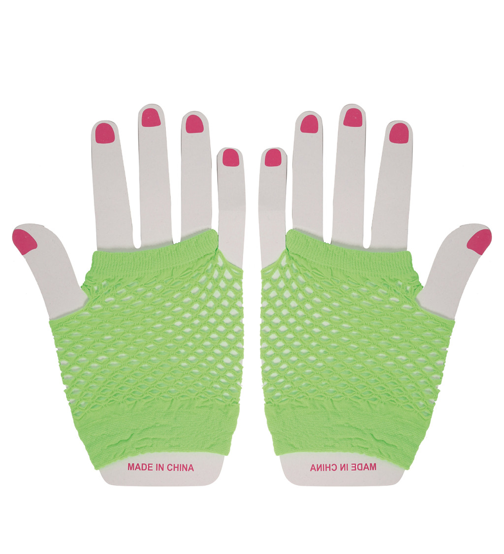 Síťované rukavice – neonově zelené, krátké