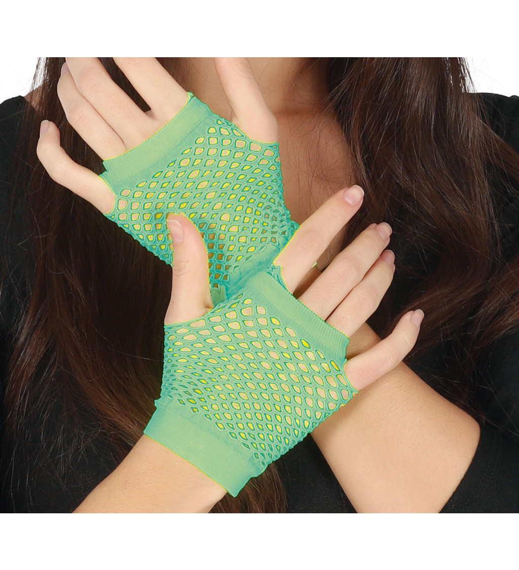 Síťované rukavice – neonově zelené, krátké