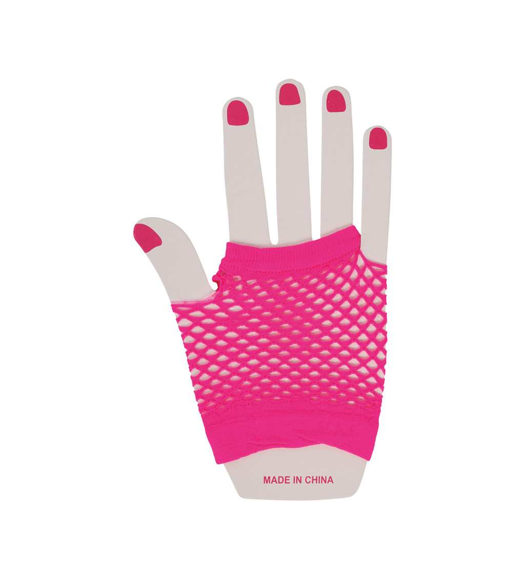 Síťované rukavice – neonově fuchsiové, krátké