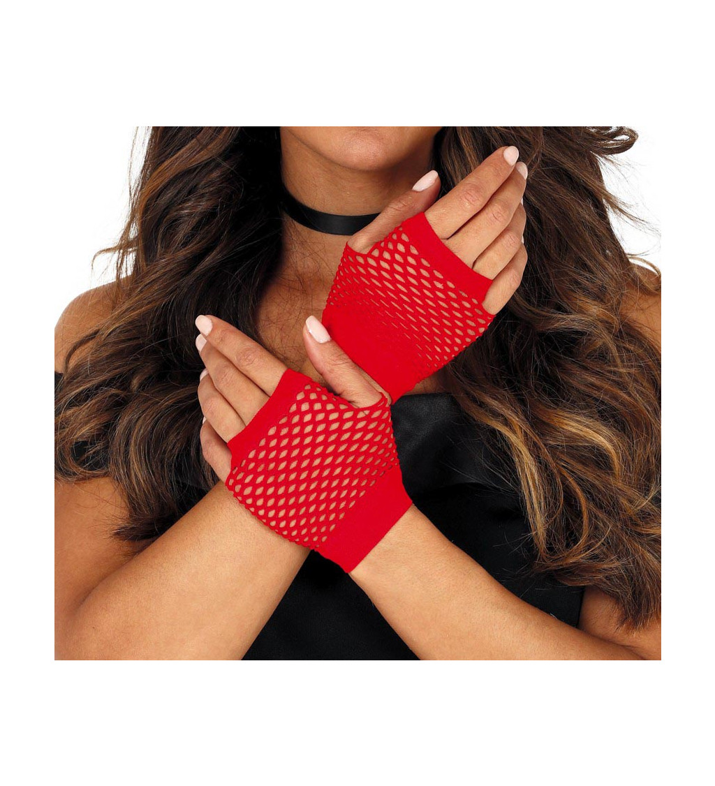 Síťované rukavice – červené, krátké