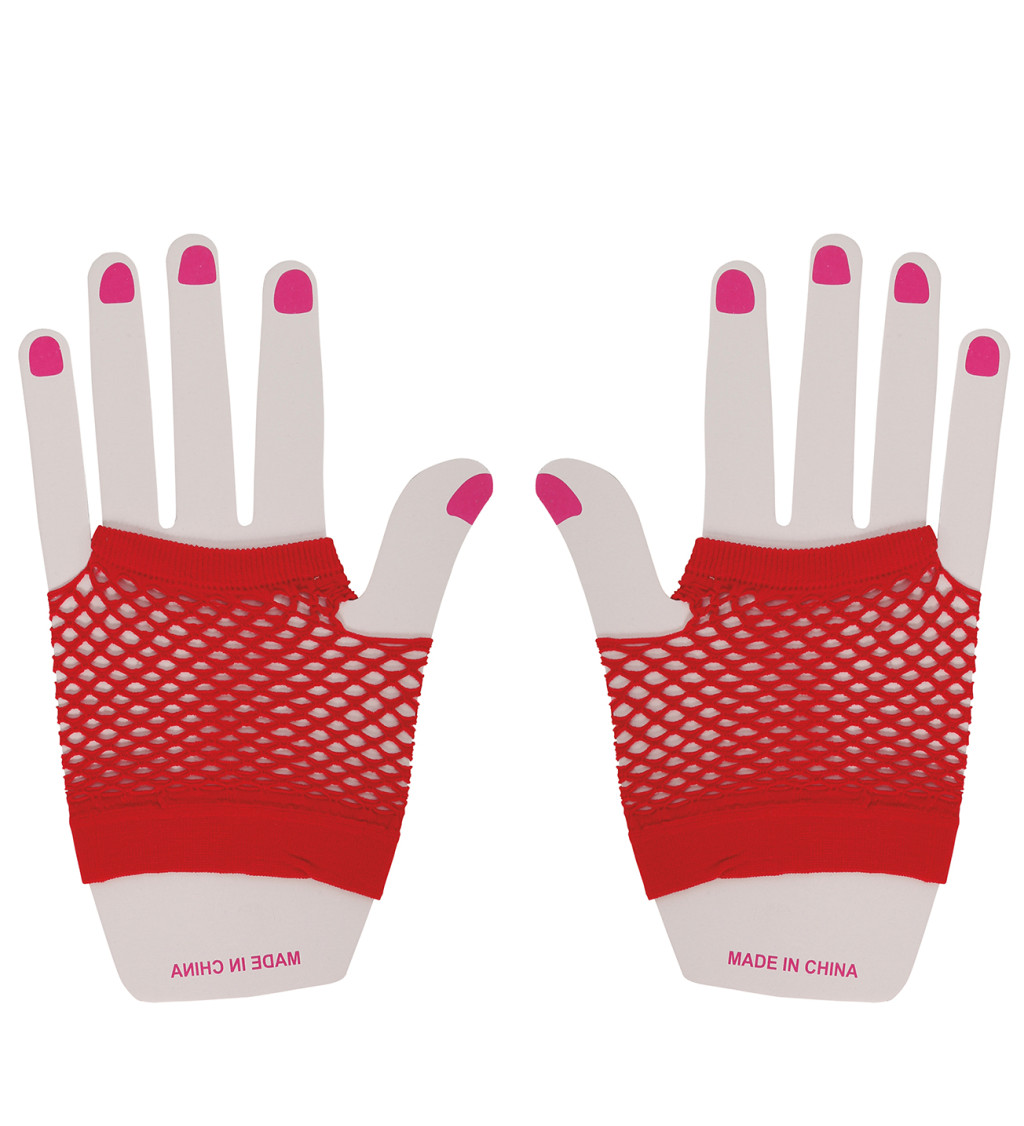 Síťované rukavice – červené, krátké