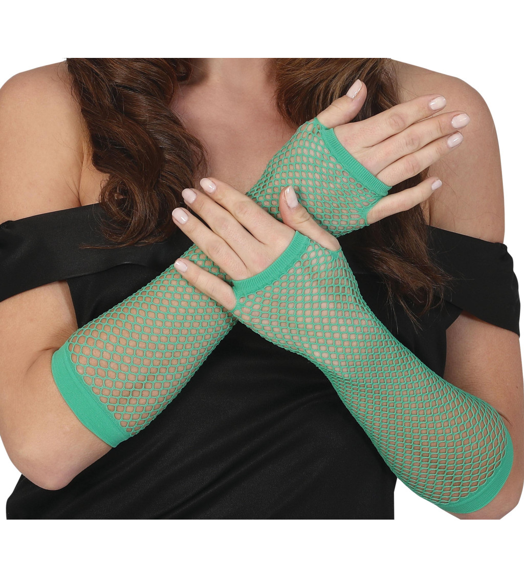 Síťované rukavice – zelené, dlouhé