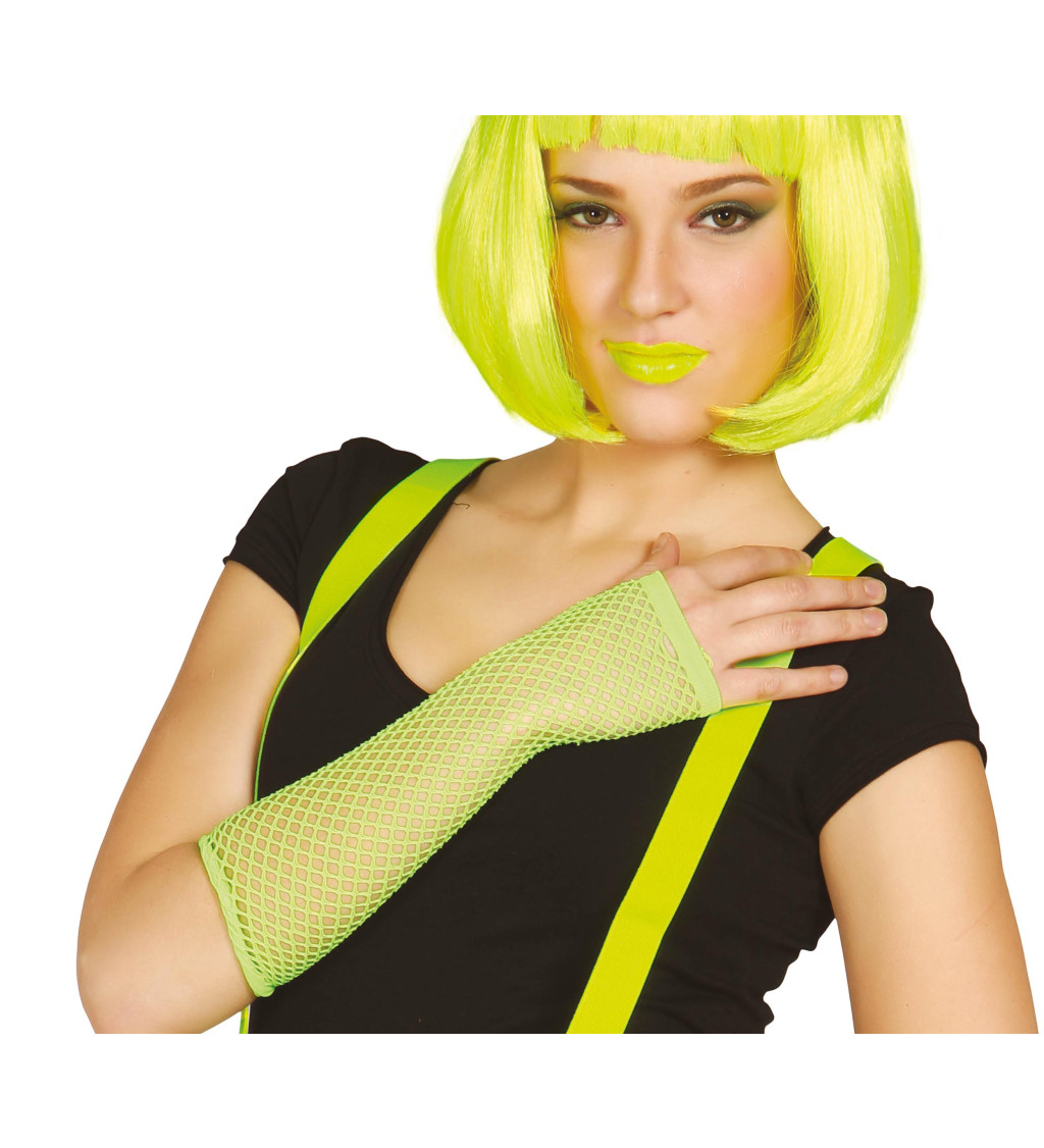 Síťované rukavice – neonově zelené, dlouhé