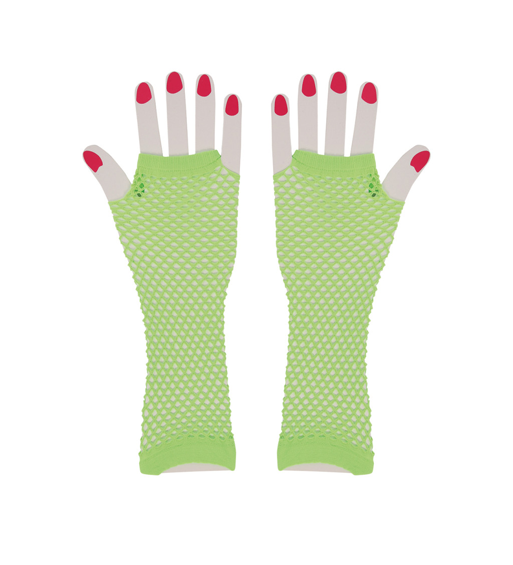 Síťované rukavice – neonově zelené, dlouhé