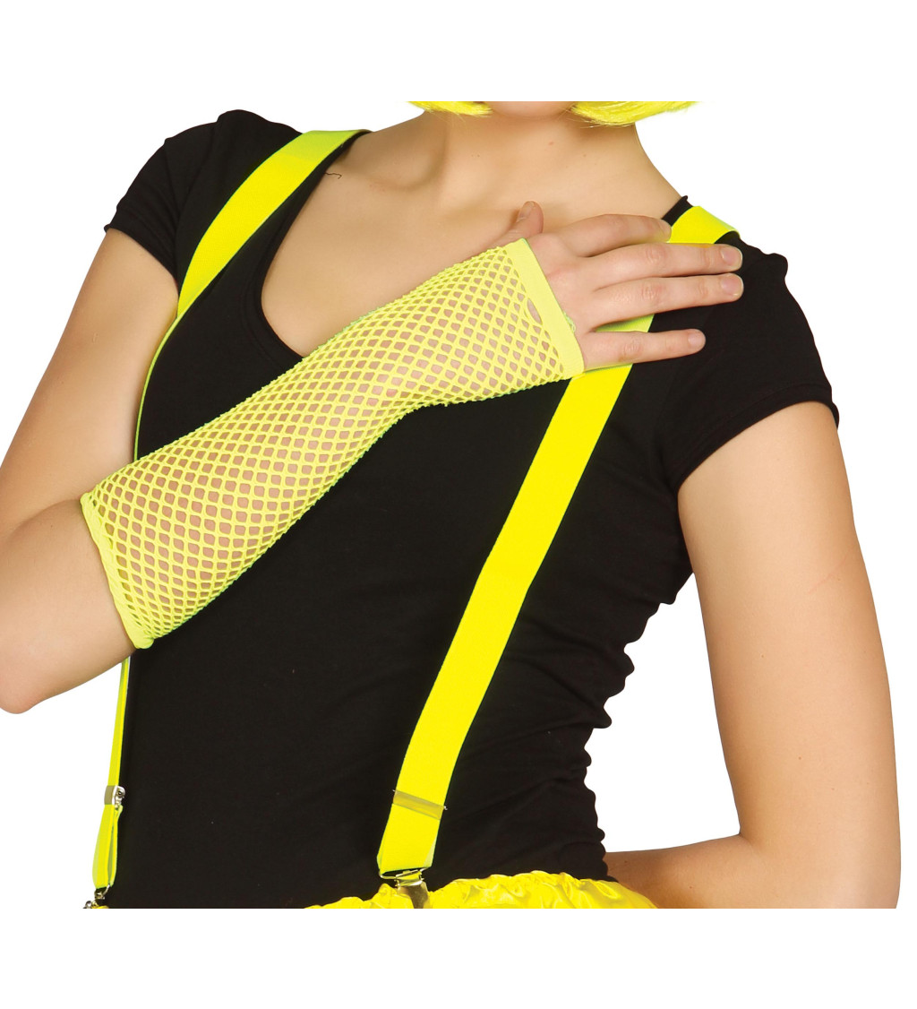 Síťované rukavice – neonově žluté, dlouhé